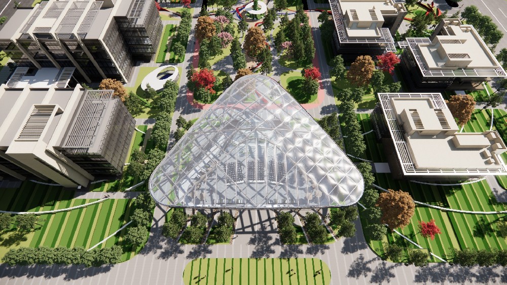 ETFE氣枕膜與雙曲面空間網(wǎng)殼結構結合是什么樣？一起來一睹真容!